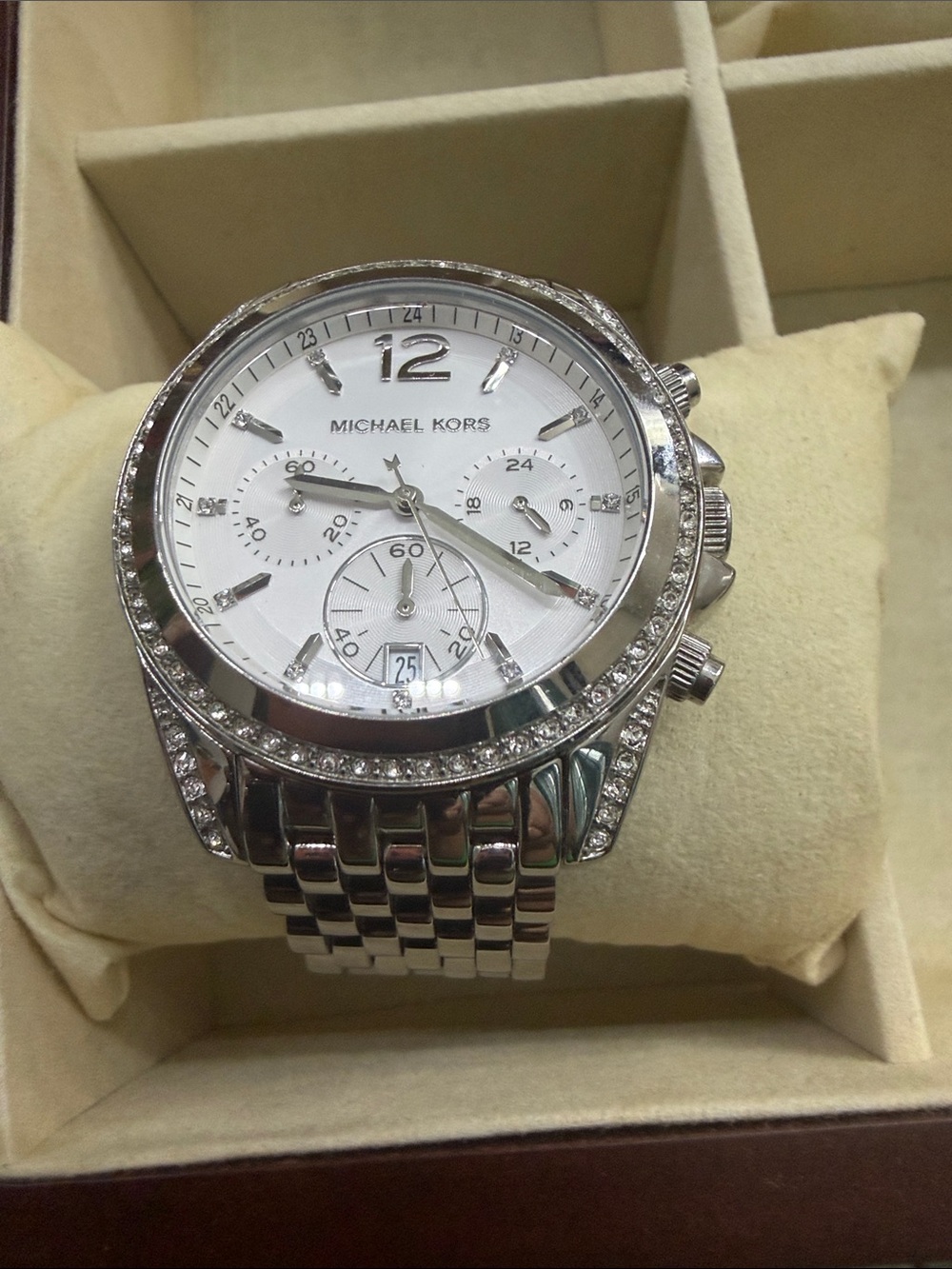 Michael Kors Silver Stainless Steel Chronograph with Crystal Accents